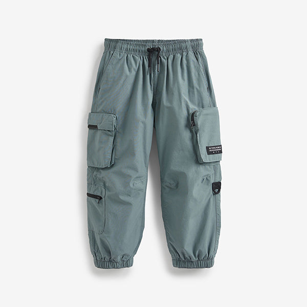 Petrol Blue Lined Parachute Cargo Trousers (3-12yrs)