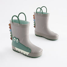 Load image into Gallery viewer, Neutral 3D Crocodile Handle Wellies (Younger Boys)
