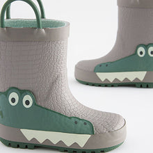 Load image into Gallery viewer, Neutral 3D Crocodile Handle Wellies (Younger Boys)
