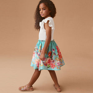 Blue Floral Skirt Dress (3-11yrs)