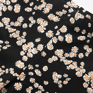 Black/White Daisy Printed Leggings (3-12yrs)