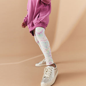 Pastel Pink Heart Tie Dye Printed Leggings (3-12yrs)