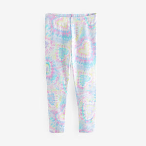 Pastel Pink Heart Tie Dye Printed Leggings (3-12yrs)