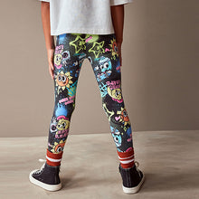 Load image into Gallery viewer, Black Graffiti Character Printed Leggings (3-12yrs)
