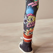 Load image into Gallery viewer, Black Graffiti Character Printed Leggings (3-12yrs)
