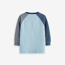 Load image into Gallery viewer, Blue Cosy Colourblock Long Sleeve T-Shirt (3mths-6yrs)
