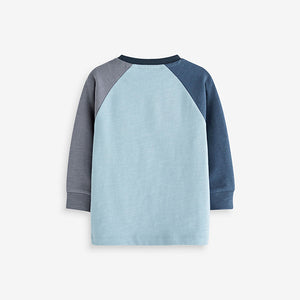 Blue Cosy Colourblock Long Sleeve T-Shirt (3mths-6yrs)