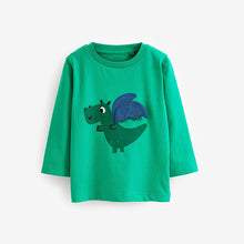 Load image into Gallery viewer, Green Dragon Long Sleeve Character T-Shirt (3mths-6yrs)
