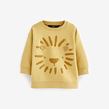 Load image into Gallery viewer, Yellow Lion Oversized Character Crew Neck Sweatshirt (3mths-6yrs)
