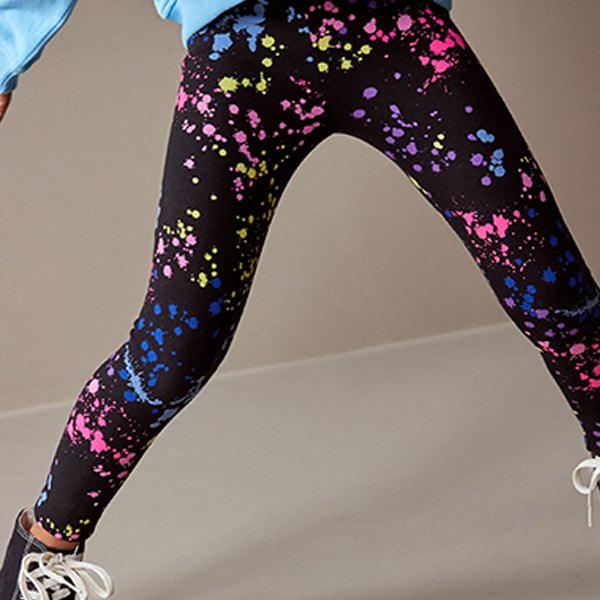 Black/Pink/Blue Splat Printed Leggings (3-12yrs)