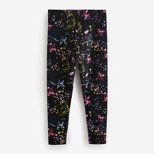 Black/Pink/Blue Splat Printed Leggings (3-12yrs)