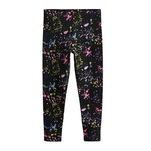 Black/Pink/Blue Splat Printed Leggings (3-12yrs)