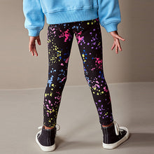 Load image into Gallery viewer, Black/Pink/Blue Splat Printed Leggings (3-12yrs)
