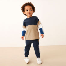 Load image into Gallery viewer, Colbalt Blue Long Sleeve Cosy Colourblock T-Shirt and Joggers Set (3mths-6yrs)
