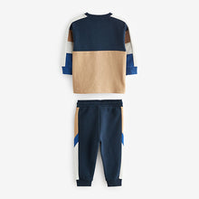 Load image into Gallery viewer, Colbalt Blue Long Sleeve Cosy Colourblock T-Shirt and Joggers Set (3mths-6yrs)
