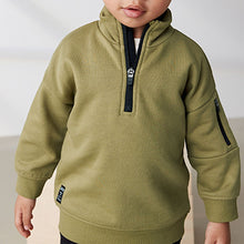 Load image into Gallery viewer, Khaki Green/black Funnel Neck Sweatshirt and Jogger Set (3mths-7yrs)
