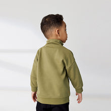 Load image into Gallery viewer, Khaki Green/black Funnel Neck Sweatshirt and Jogger Set (3mths-7yrs)
