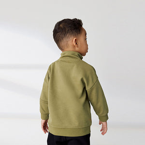 Khaki Green/black Funnel Neck Sweatshirt and Jogger Set (3mths-7yrs)