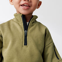 Load image into Gallery viewer, Khaki Green/black Funnel Neck Sweatshirt and Jogger Set (3mths-7yrs)
