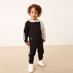 Black/Grey Colourblock Hoodie and Jogger Set (3mths-6yrs)