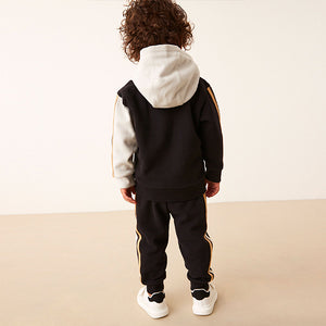 Black/Grey Colourblock Hoodie and Jogger Set (3mths-6yrs)