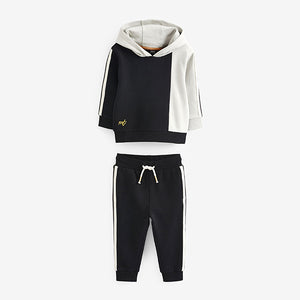 Black/Grey Colourblock Hoodie and Jogger Set (3mths-6yrs)