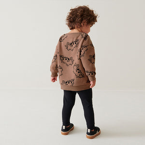 Tan Brown Dino Print Character Sweatshirt and Legging Set (3mths-6yrs)