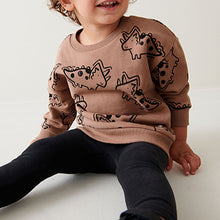 Load image into Gallery viewer, Tan Brown Dino Print Character Sweatshirt and Legging Set (3mths-6yrs)
