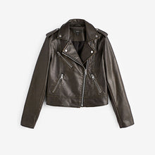 Load image into Gallery viewer, Washed Black Faux Leather Biker Jacket
