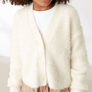 Ecru White Fluffy Cardigan (3-12yrs)