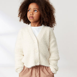 Ecru White Fluffy Cardigan (3-12yrs)