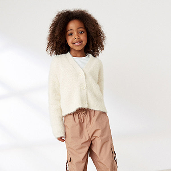 Ecru White Fluffy Cardigan (3-12yrs)