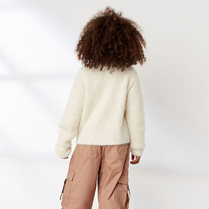 Ecru White Fluffy Cardigan (3-12yrs)