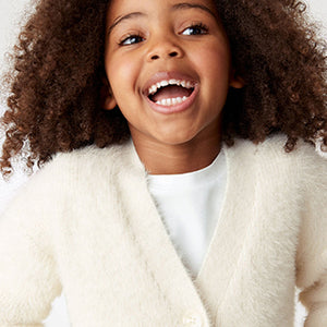 Ecru White Fluffy Cardigan (3-12yrs)