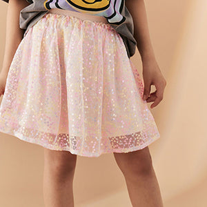 Pink Multi Floral Sequin Skirt (3-12yrs)