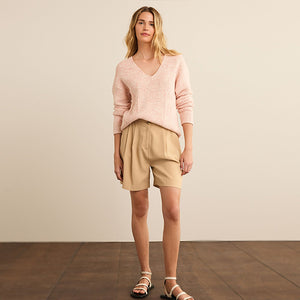 Pink Stitchy V-Neck Jumper