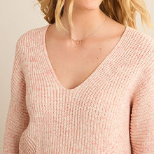 Load image into Gallery viewer, Pink Stitchy V-Neck Jumper
