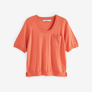 Coral Pink Short Sleeve Neppy T-Shirt