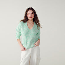 Load image into Gallery viewer, Light Blue Stitchy V-Neck Jumper
