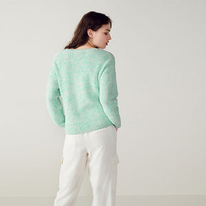 Light Blue Stitchy V-Neck Jumper