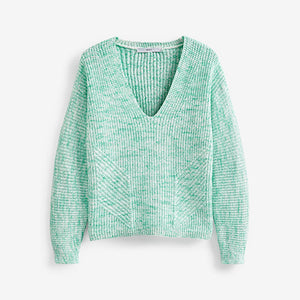 Light Blue Stitchy V-Neck Jumper