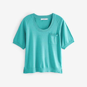 Teal Blue Short Sleeve Neppy T-Shirt