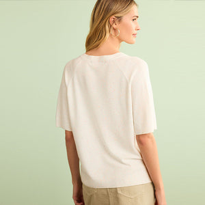 Ecru Cream Short Sleeve Neppy T-Shirt