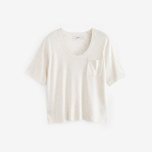 Ecru Cream Short Sleeve Neppy T-Shirt