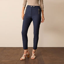 Load image into Gallery viewer, Navy Blue Zipped Detail Skinny Trousers
