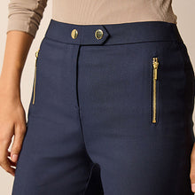 Load image into Gallery viewer, Navy Blue Zipped Detail Skinny Trousers
