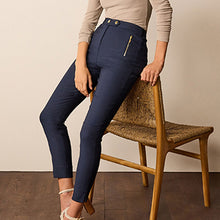 Load image into Gallery viewer, Navy Blue Zipped Detail Skinny Trousers
