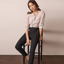 Load image into Gallery viewer, Black Zipped Detail Skinny Trousers
