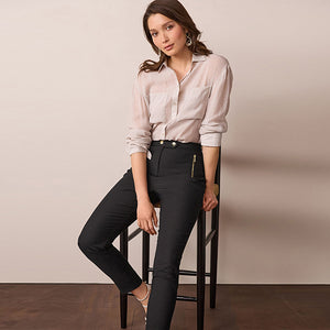 Black Zipped Detail Skinny Trousers