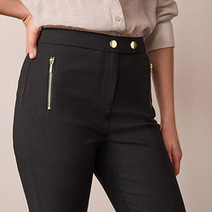 Black Zipped Detail Skinny Trousers